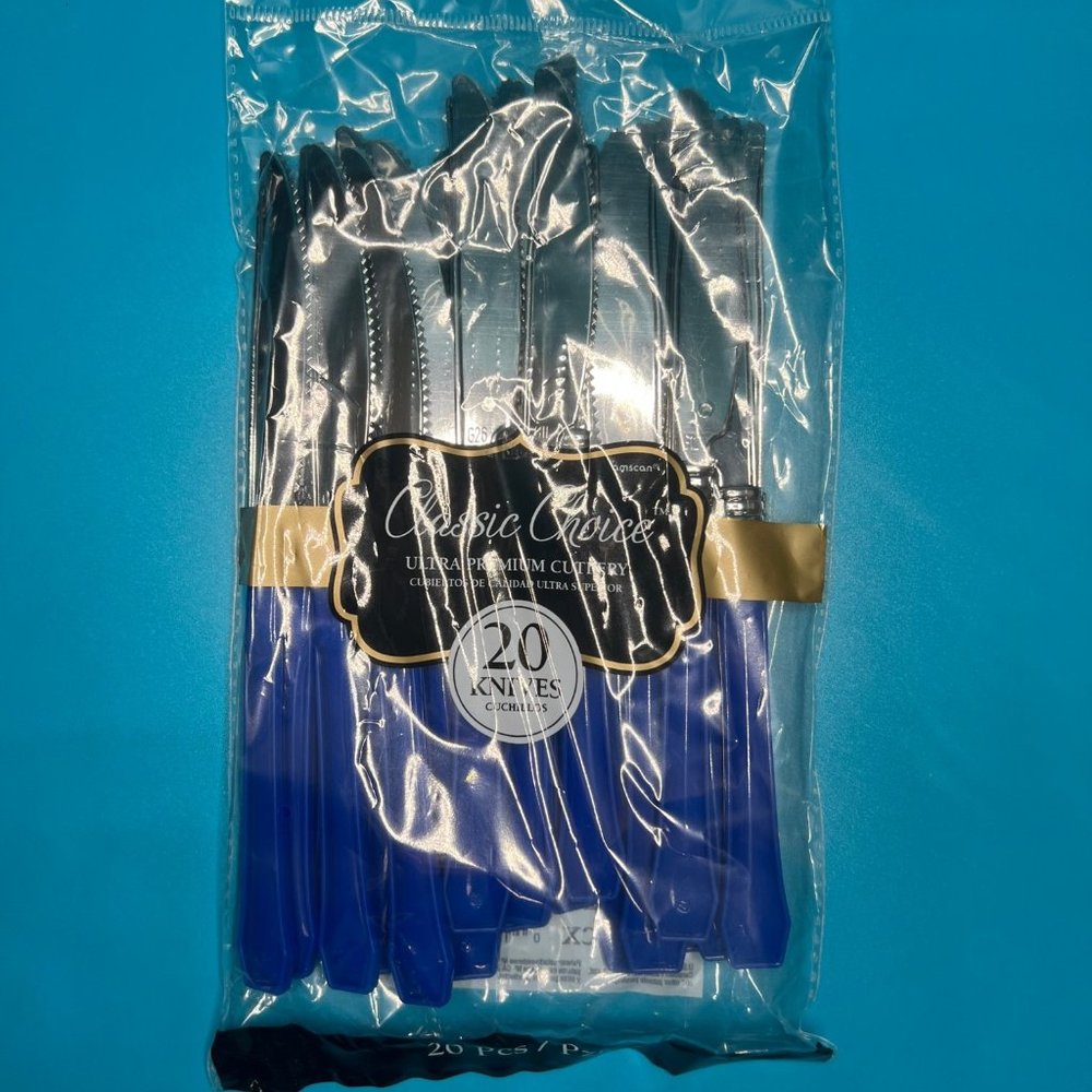 Plastic Knives 2 Packs Royal Blue